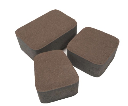 Плитка тротуарная брусчатка "Микс" Микс коричневая  двухслойная белый цемент